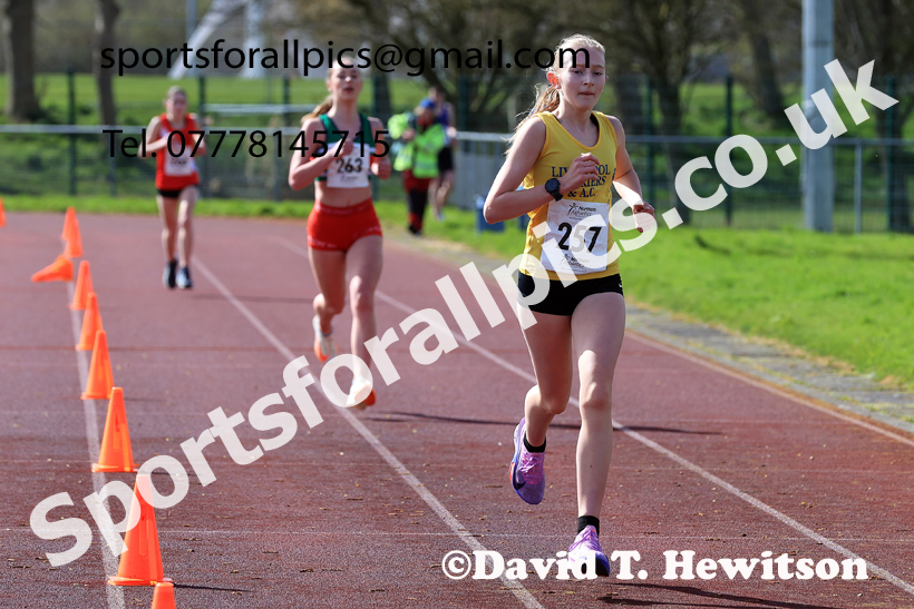 Girls Under-15s Young Athletes 5k, 2026 Northern Mens 12 and Womens 6 Stage Road Relays and Young Athletes 5k, Sheepmount Stadium, Carlisle. Photo: David T. Hewitson/Sports for All Pics